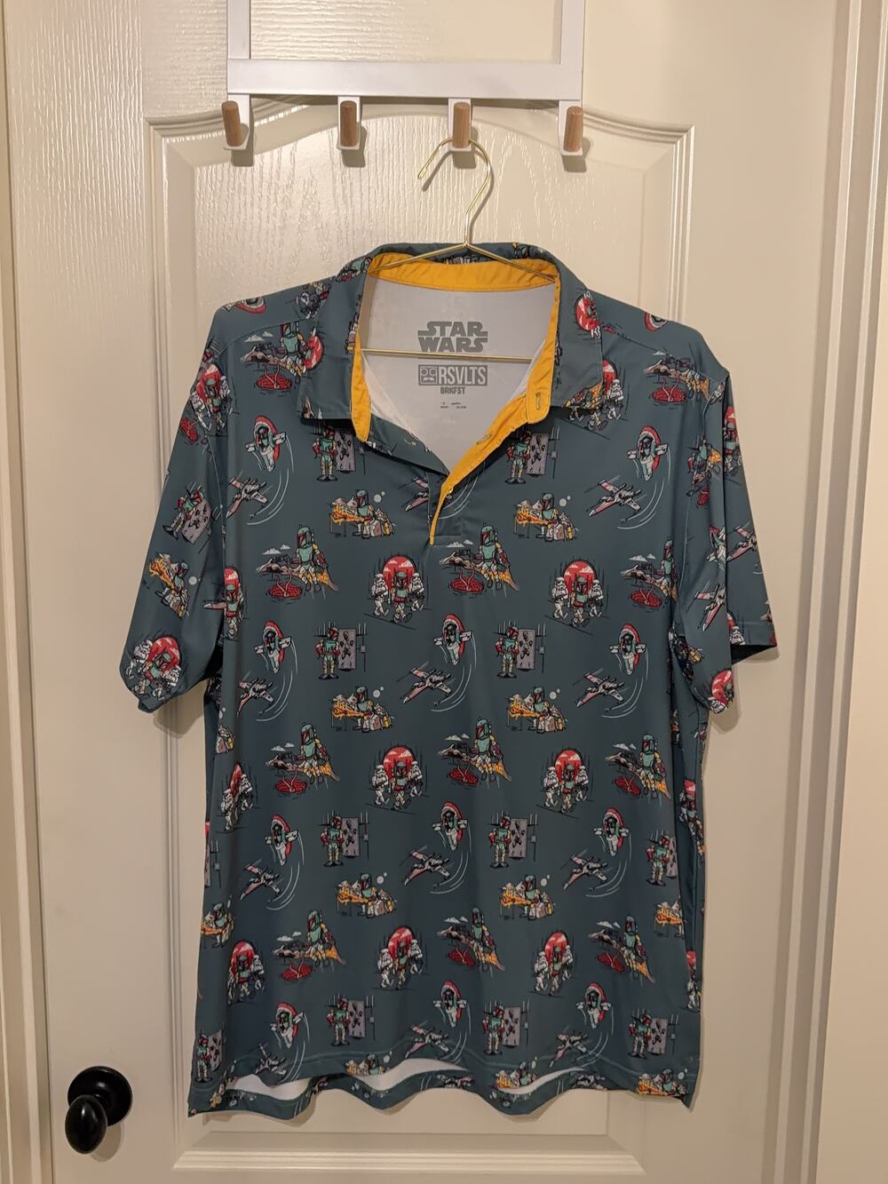 RSVLTS Star Wars Boba Fett Polo Shirt Men XL Blue Yellow